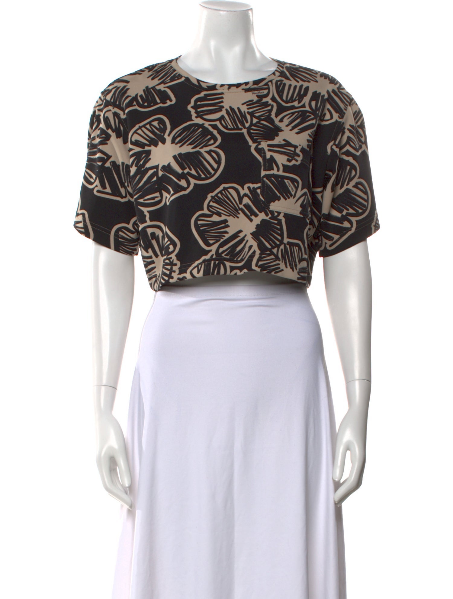 Max Mara Printed Crew Neck Crop Top w/ Tags