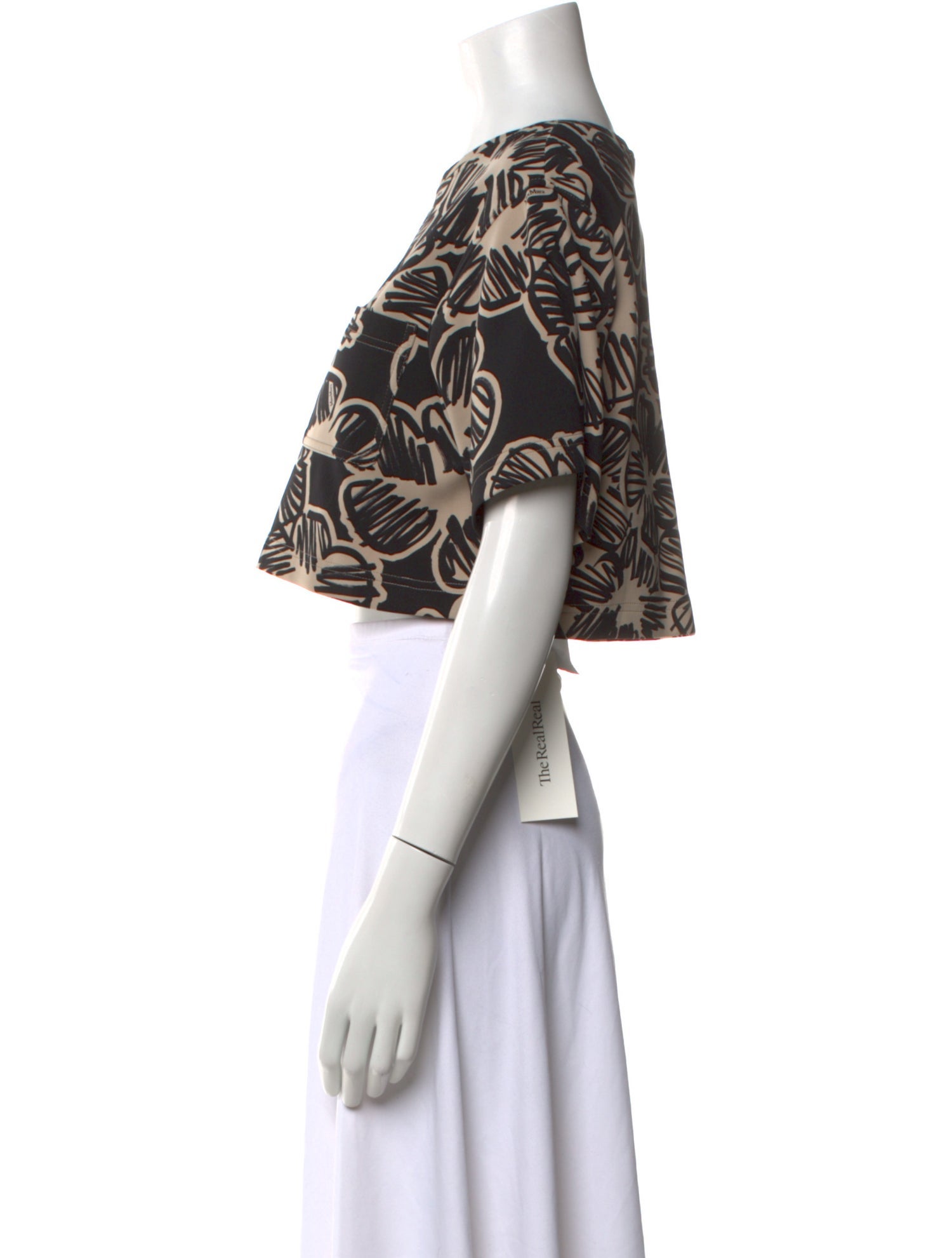 Max Mara Printed Crew Neck Crop Top w/ Tags