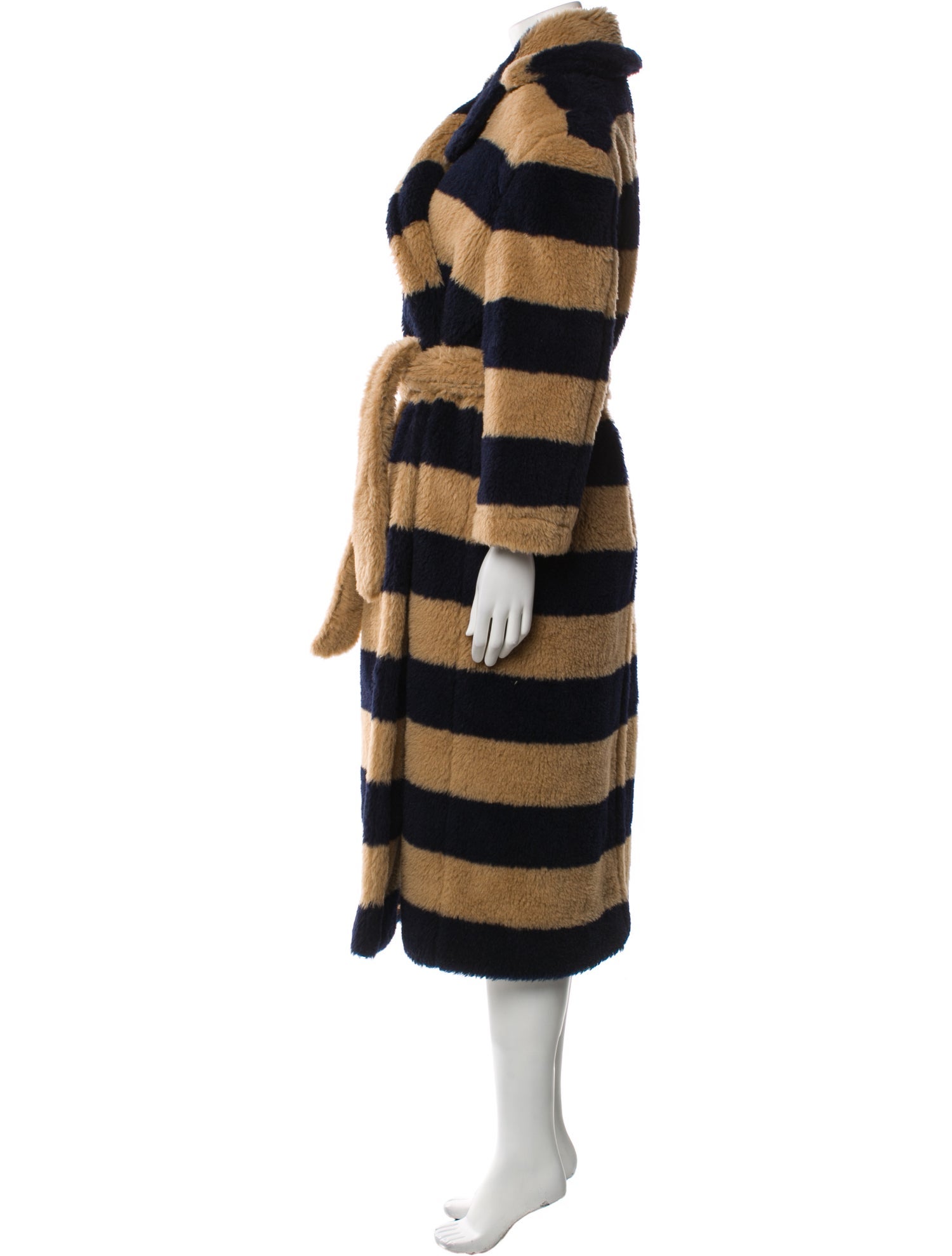 Max Mara Alpaca Striped Faux Fur Coat