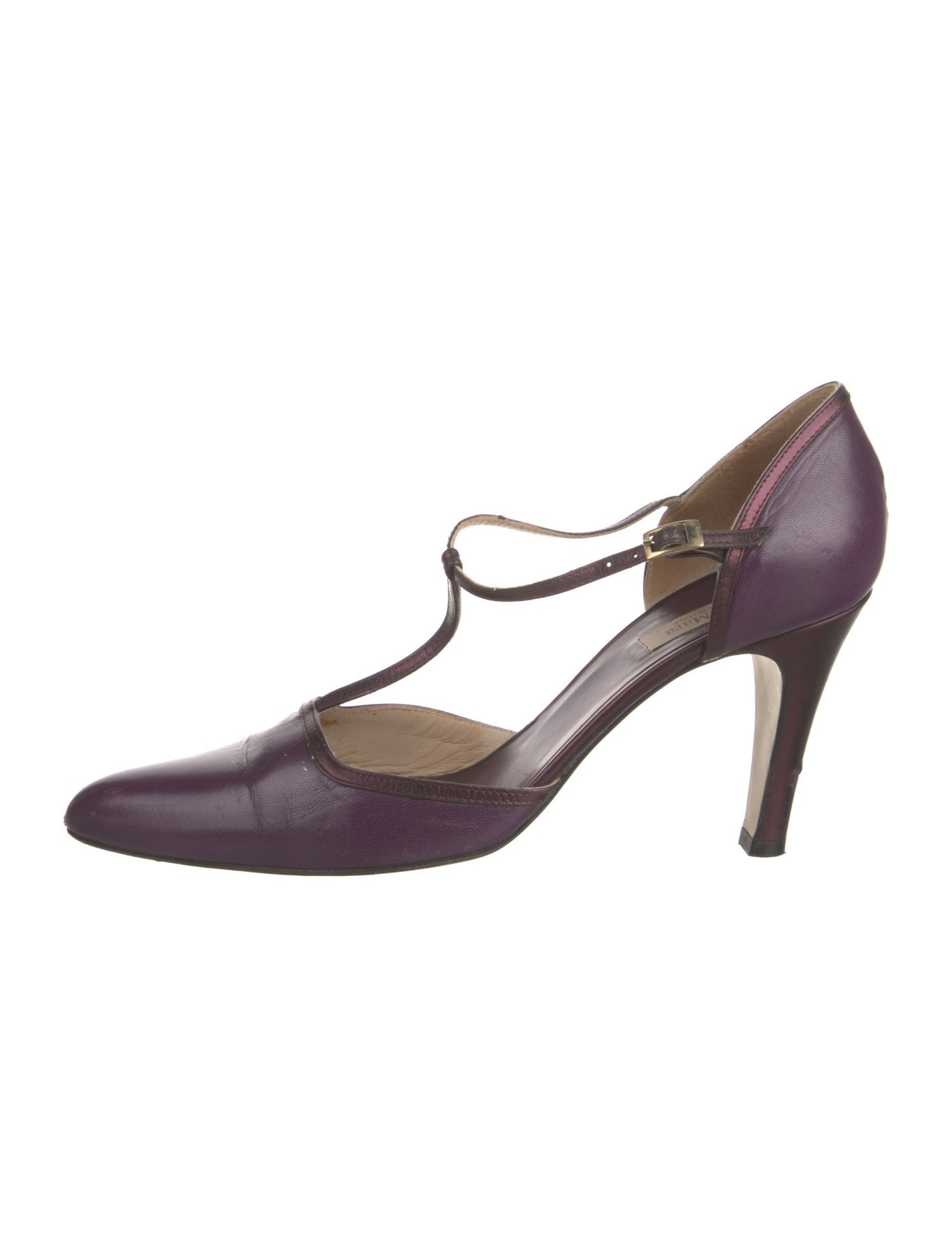 Max Mara Leather T-Strap Pumps