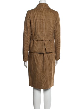 Max Mara Wool Plaid Print Skirt Suit