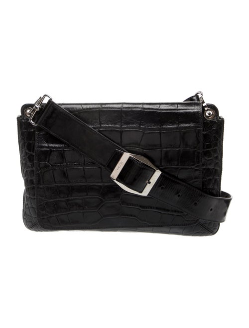 Max Mara Embossed Leather Messenger Bag