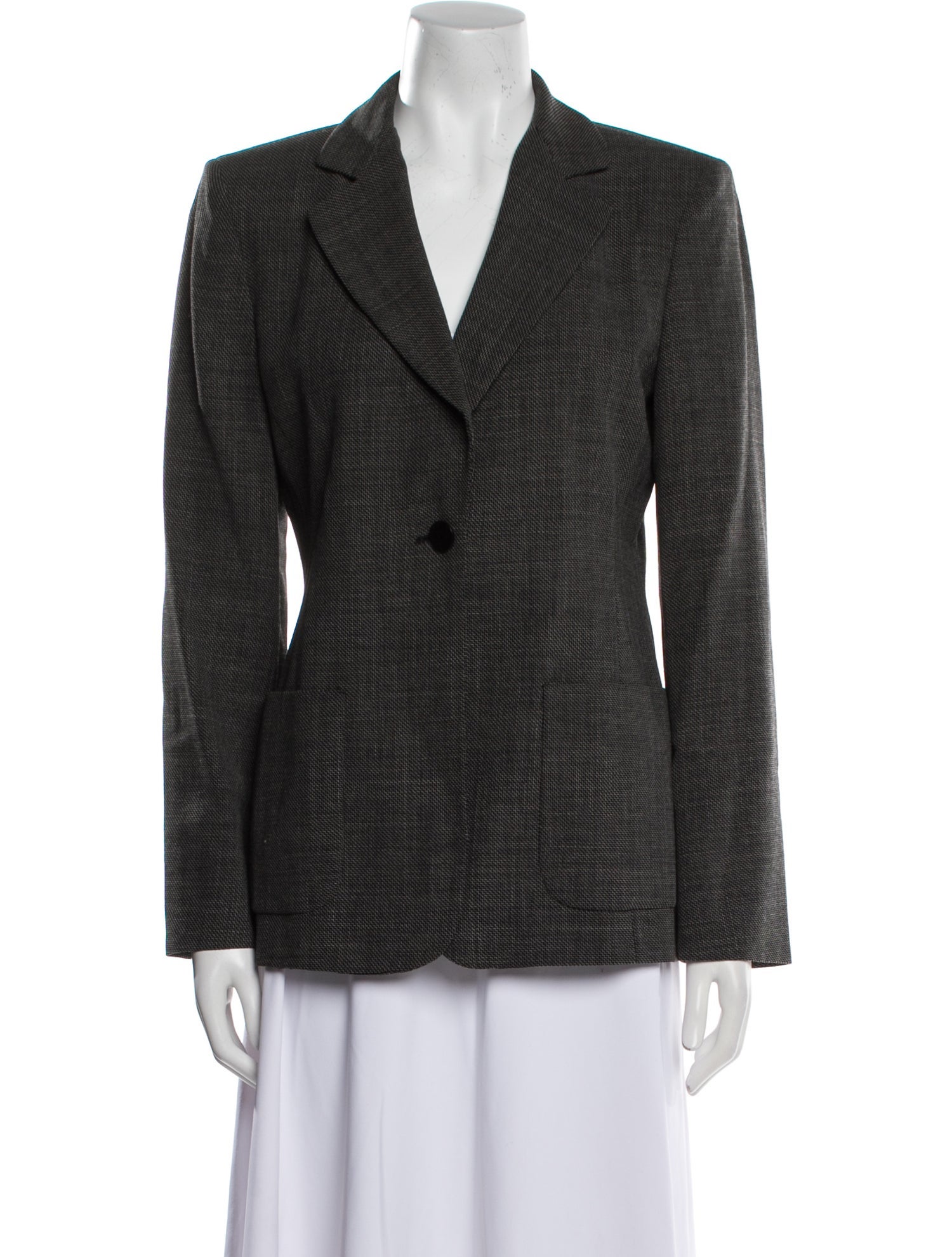Max Mara Virgin Wool Houndstooth Print Blazer
