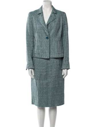 Max Mara Linen Tweed Pattern Skirt Suit