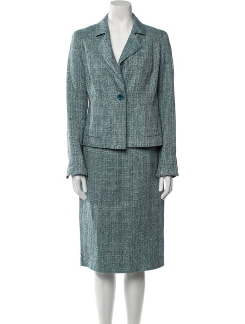 Max Mara Linen Tweed Pattern Skirt Suit