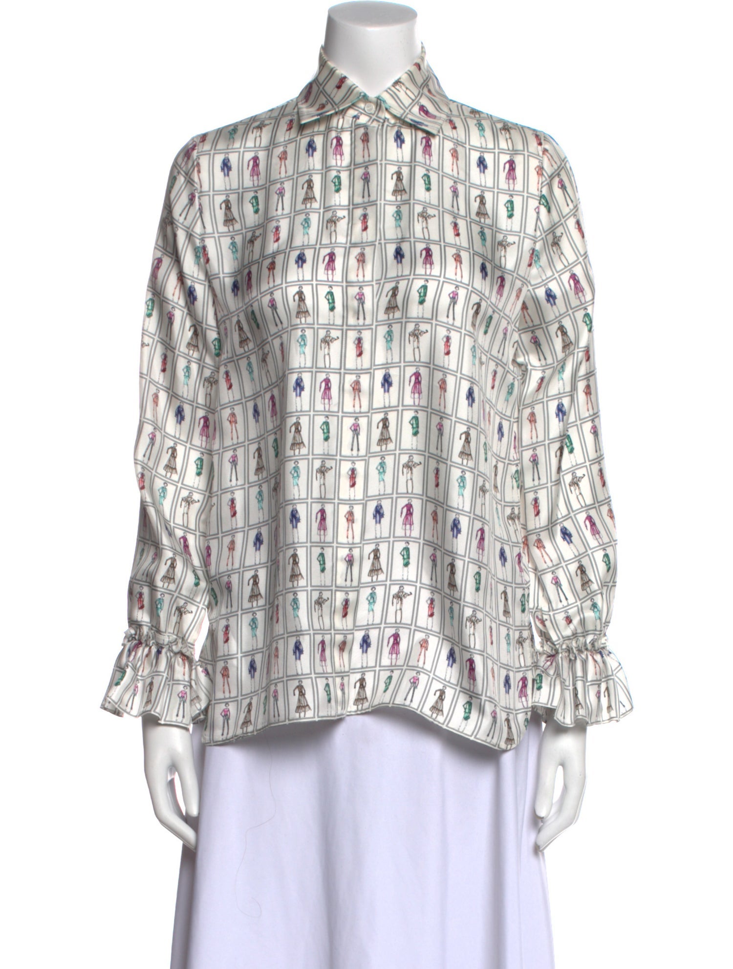 Max Mara Silk Printed Button-Up Top