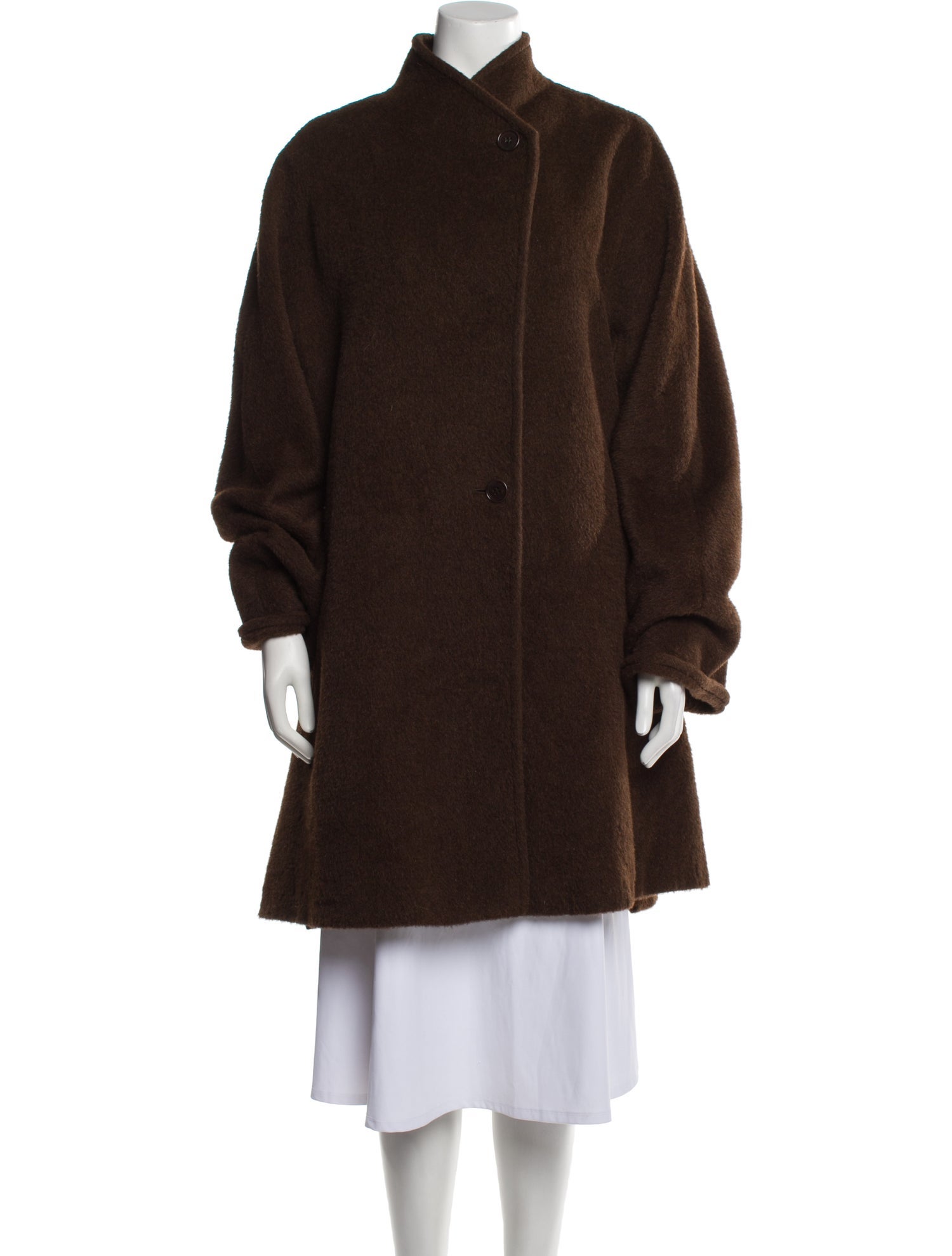 Max Mara Button-Front Alpaca Faux Fur Coat