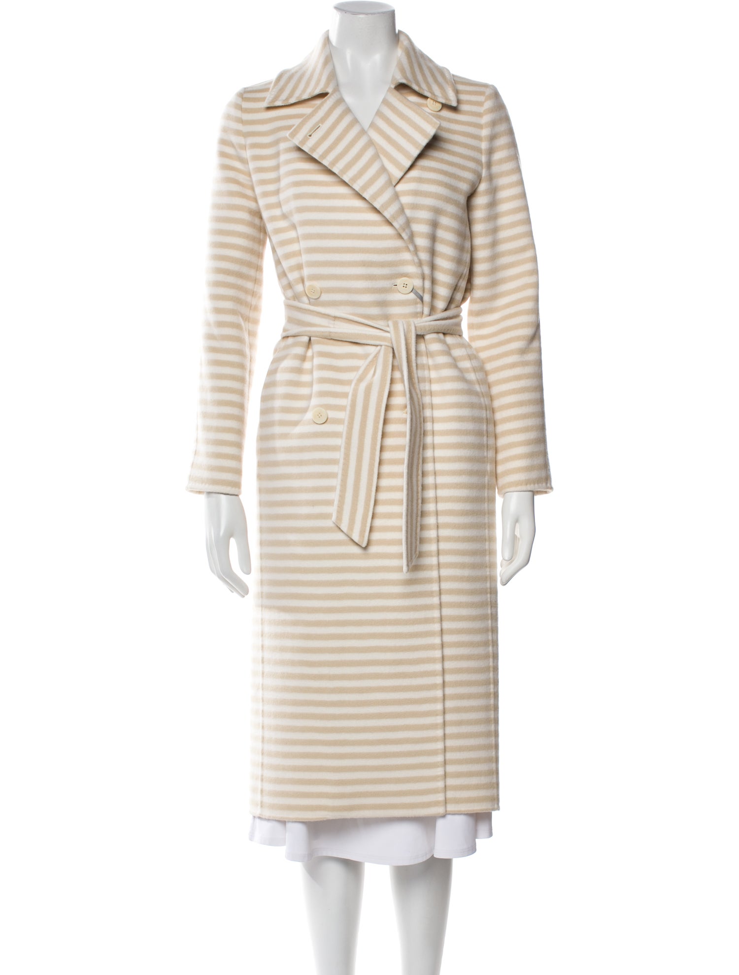 Max Mara Virgin Wool Striped Trench Coat