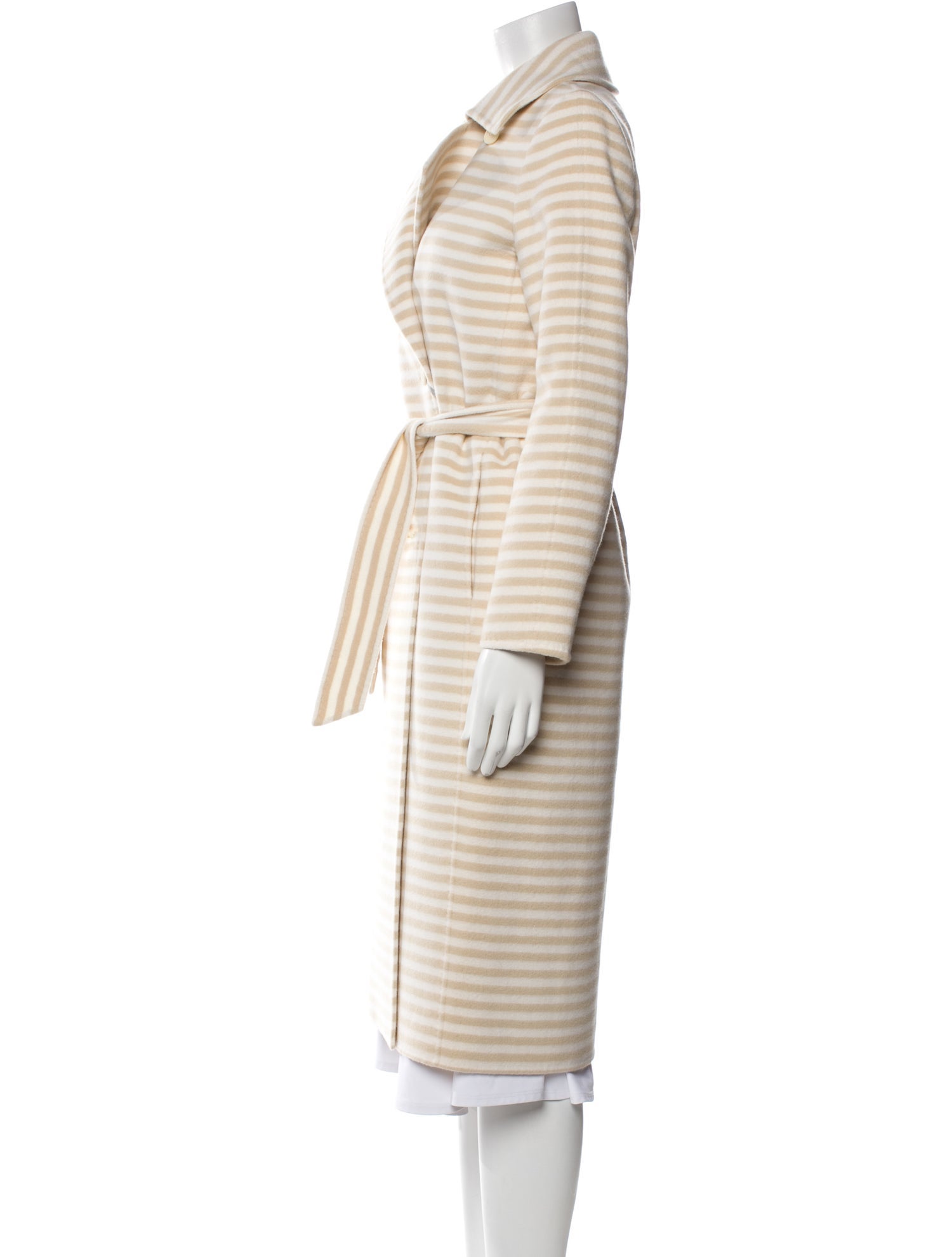 Max Mara Virgin Wool Striped Trench Coat
