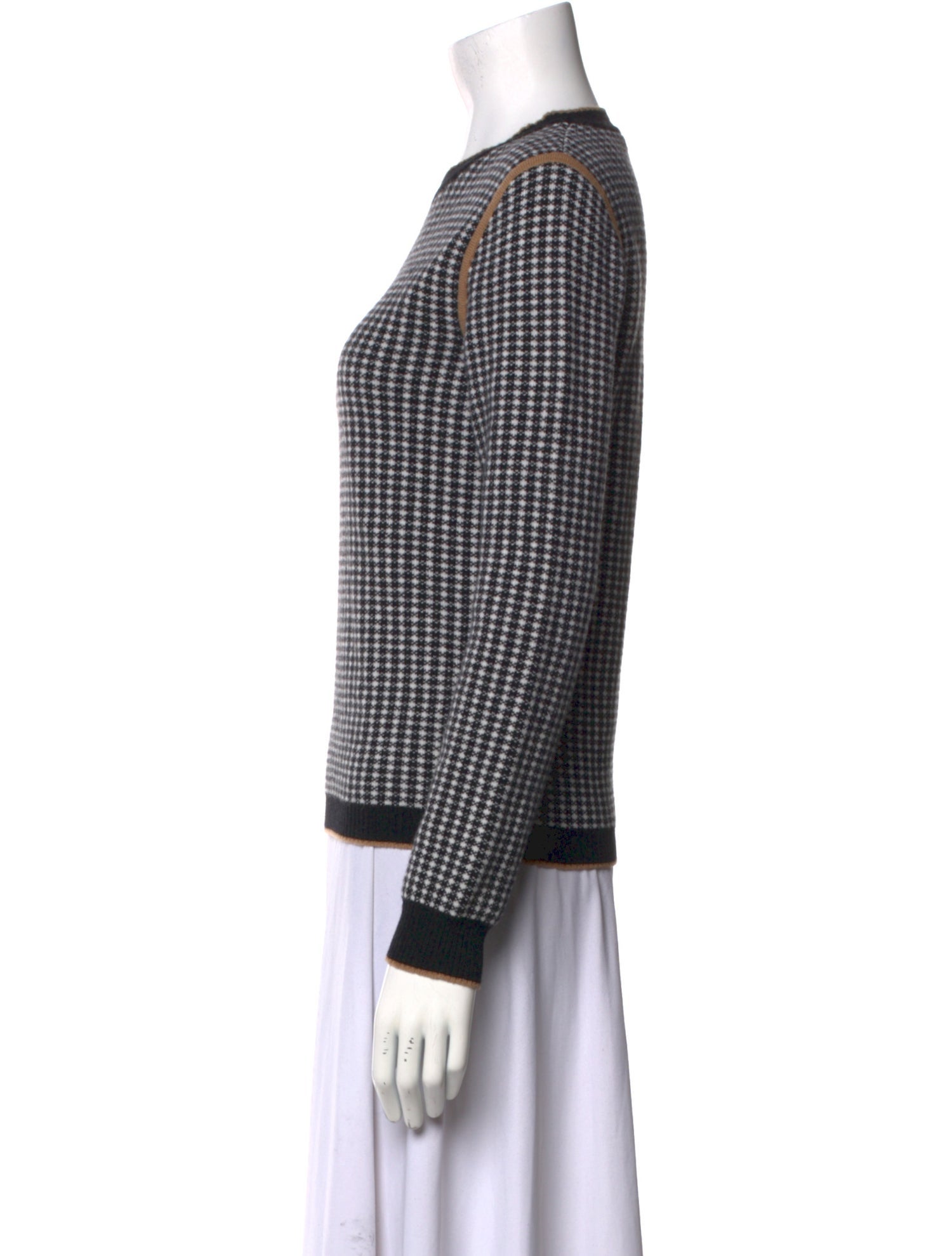 Max Mara Virgin Wool Plaid Print Sweater