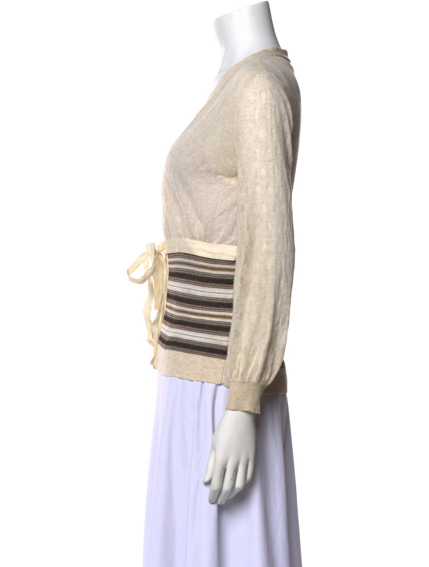 Max Mara Striped V-Neck Crop Top