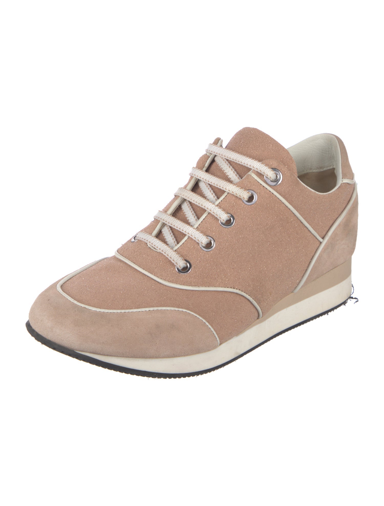 Max Mara Suede Leather Trim Embellishment Athletic Sneakers