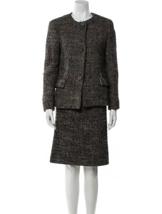 Max Mara Virgin Wool Tweed Pattern Skirt Suit