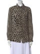 Max Mara Silk Animal Print Button-Up Top