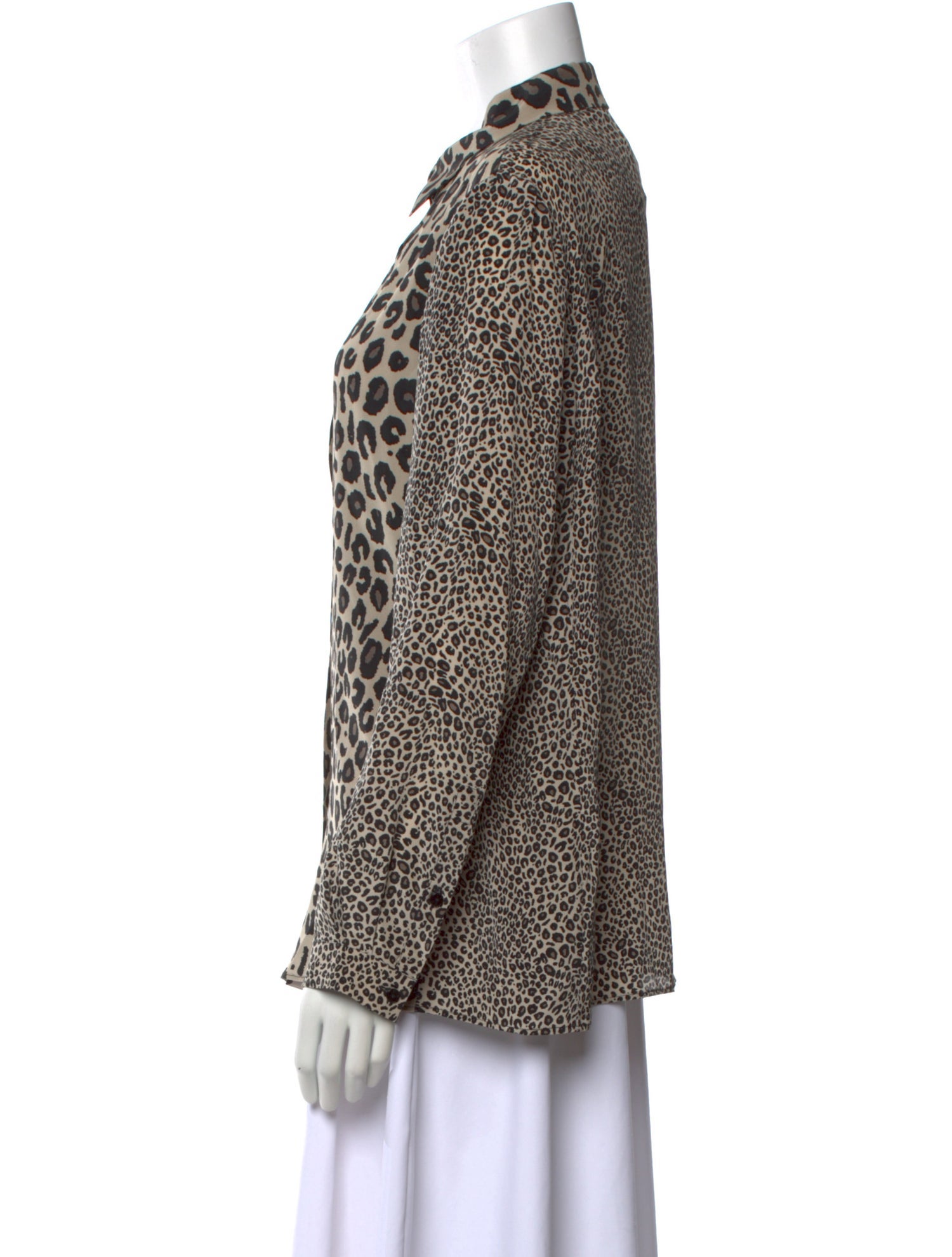 Max Mara Silk Animal Print Button-Up Top