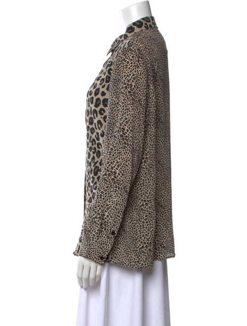 Max Mara Silk Animal Print Button-Up Top