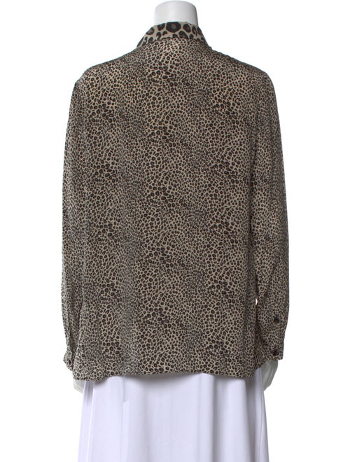 Max Mara Silk Animal Print Button-Up Top