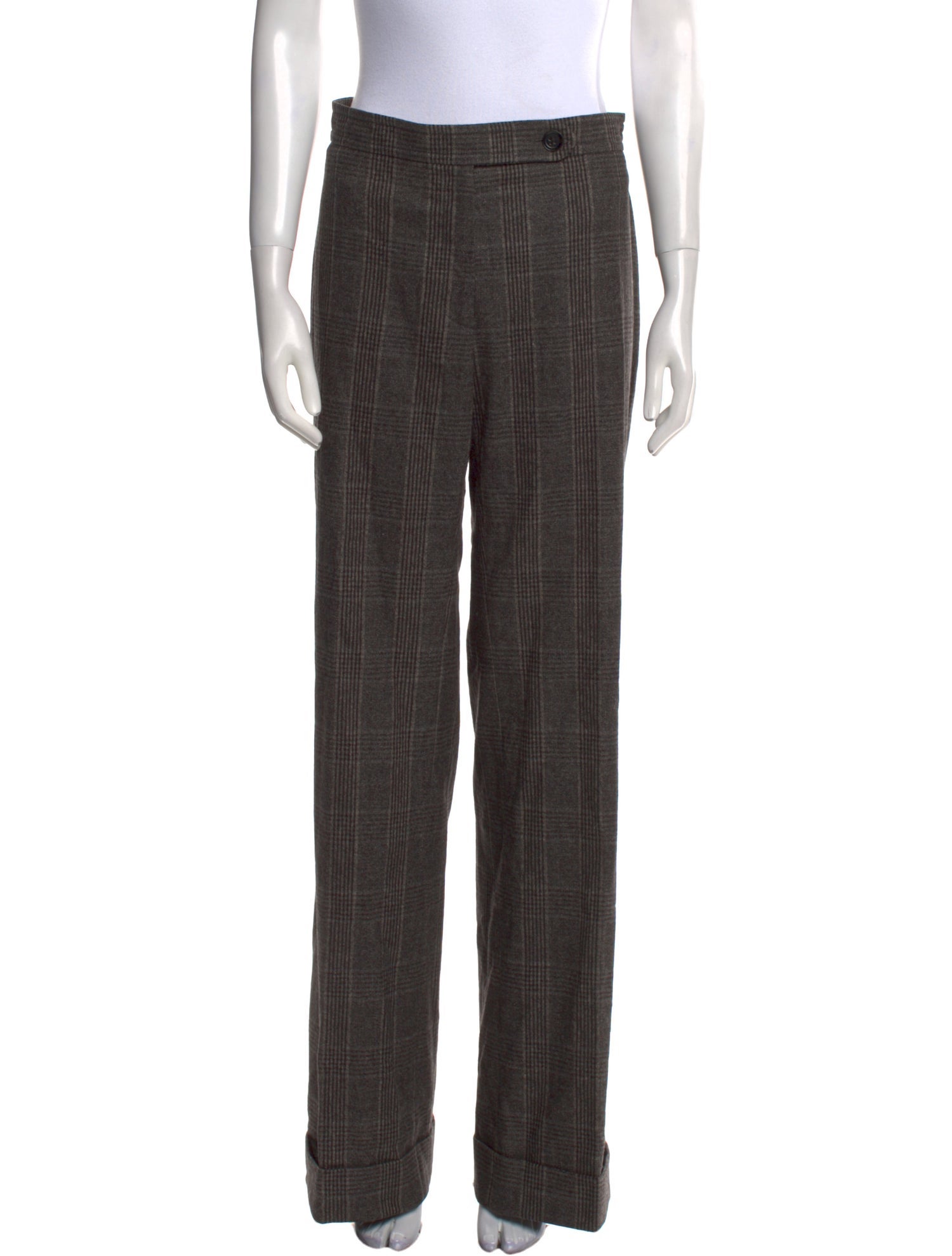 Max Mara Plaid Print Wide Leg Pants