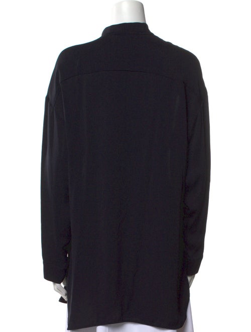 Max Mara Silk Mock Neck Button-Up Top