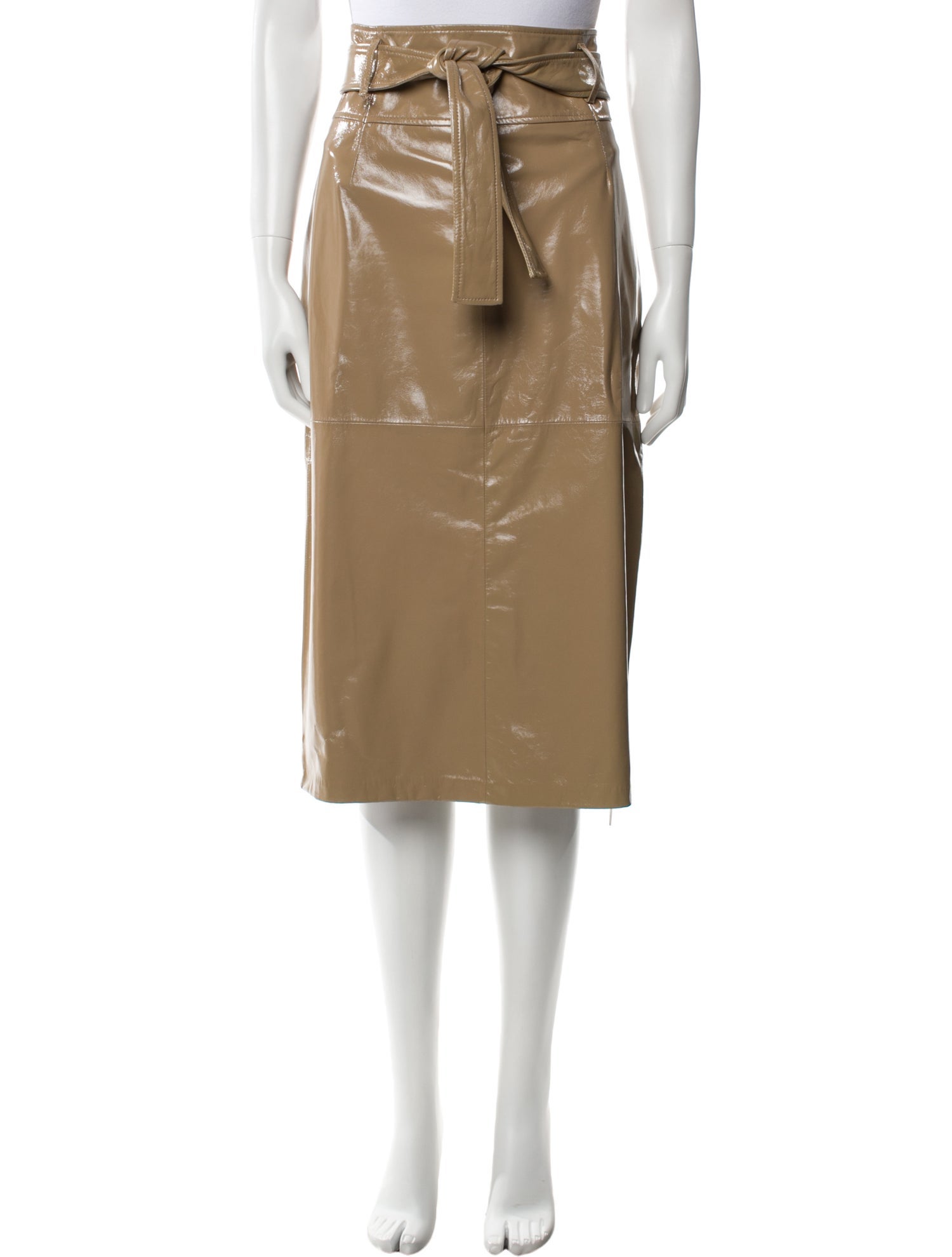 Max Mara Leather Midi Length Skirt