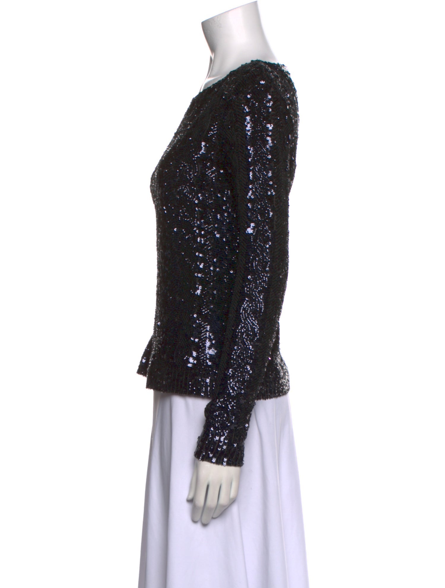 Max Mara Sequin Bateau Neckline Top