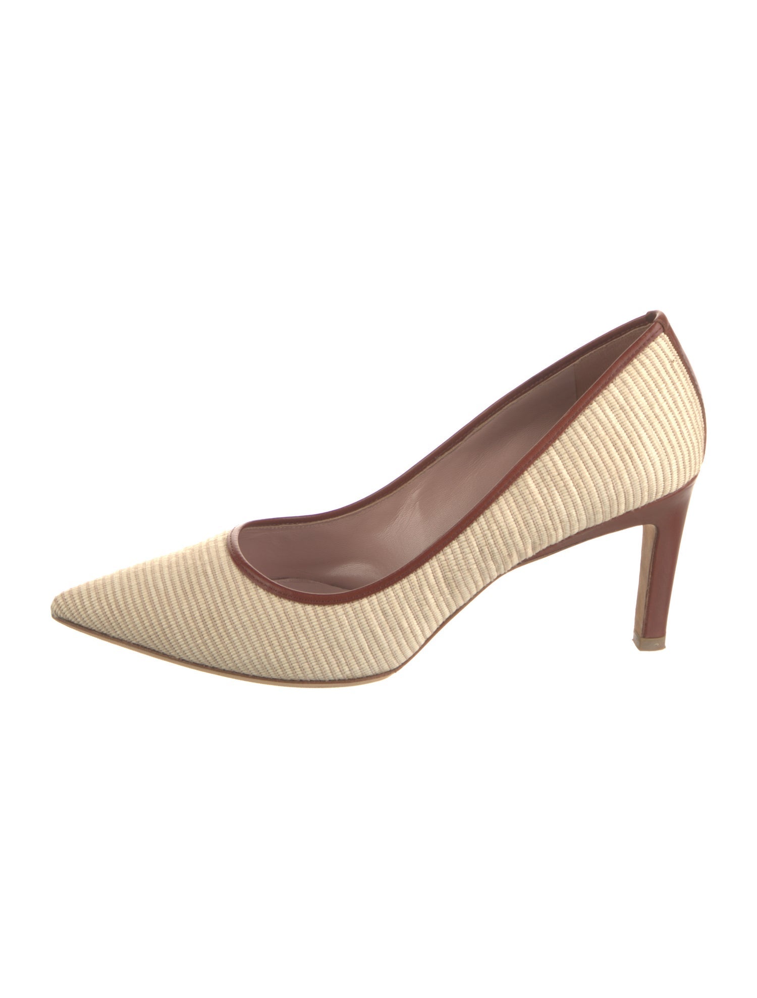Max Mara Raffia Leather Trim Embellishment Pumps