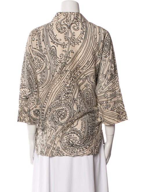 Max Mara Printed Three-Quarter Sleeve Button-Up Top
