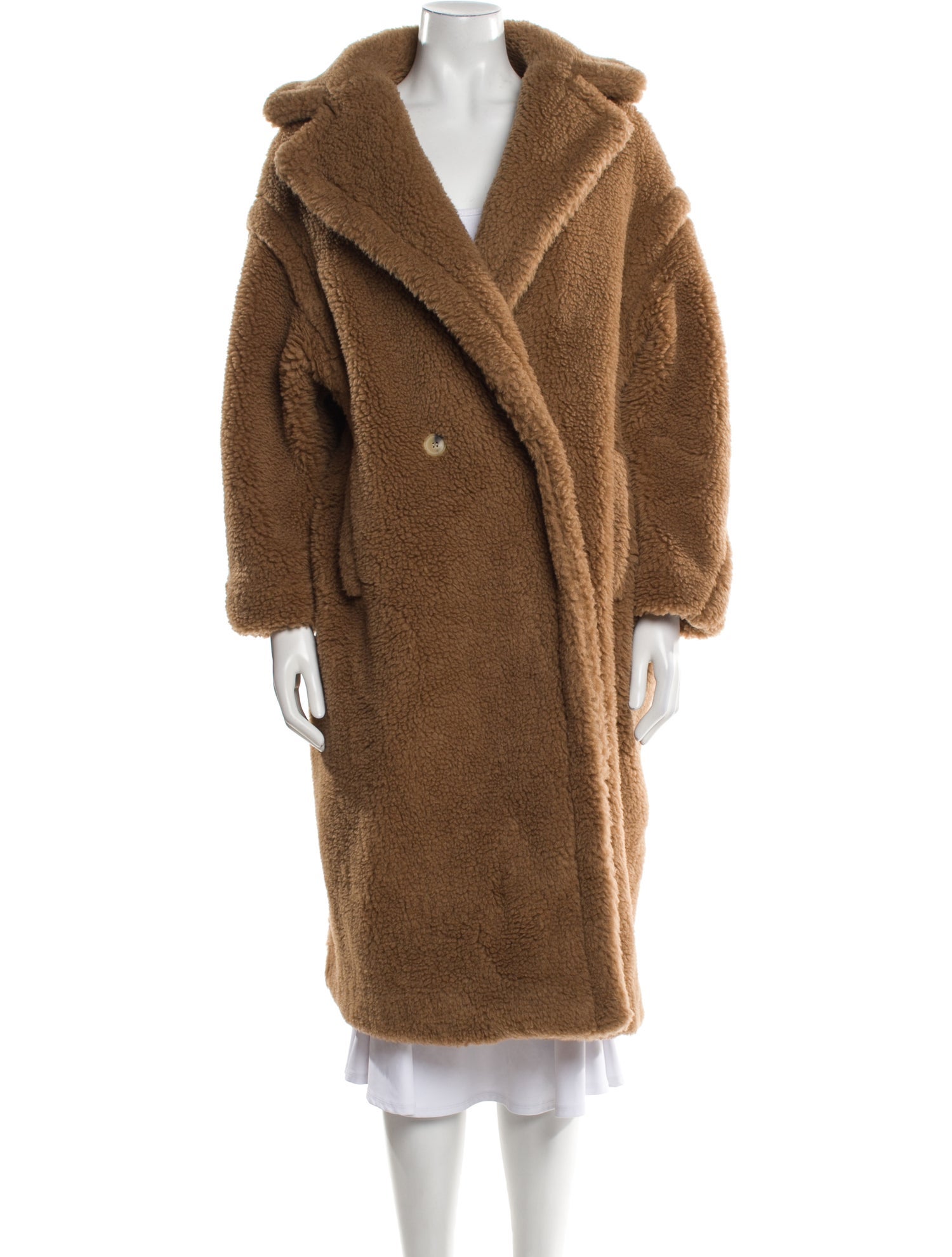 Max Mara Teddy Bear Icon Coat Camel Hair Faux Fur Coat