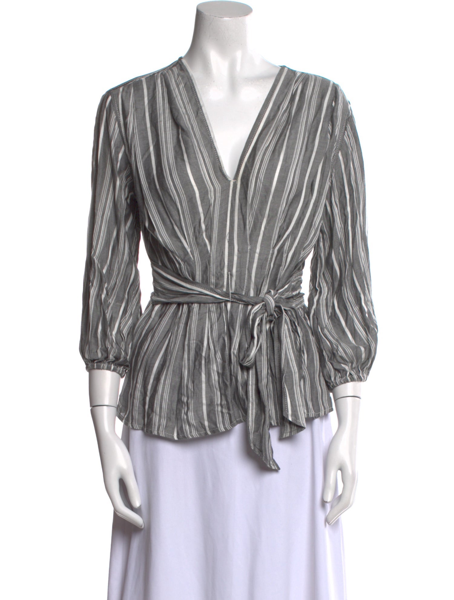 Max Mara Striped V-Neck Blouse