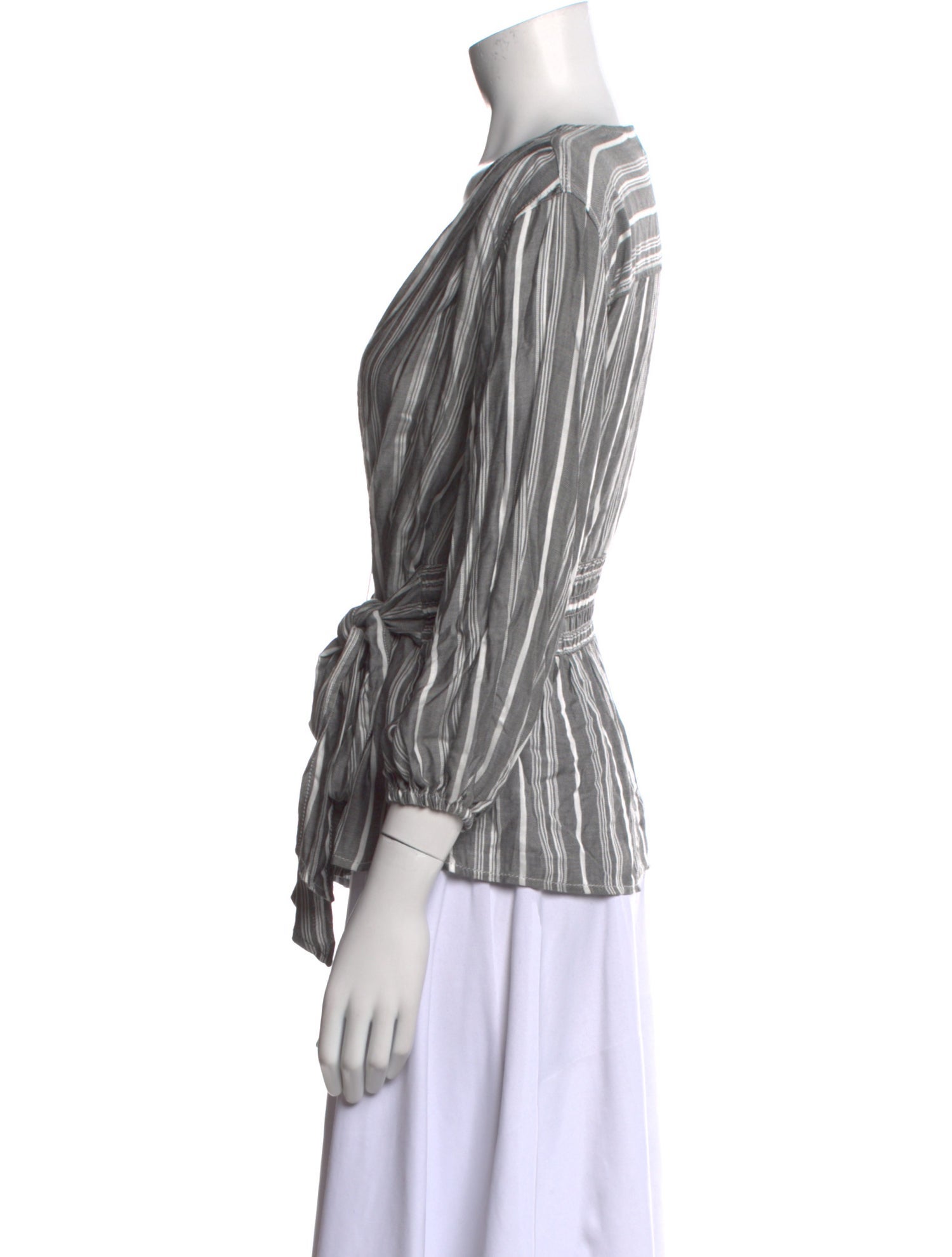 Max Mara Striped V-Neck Blouse