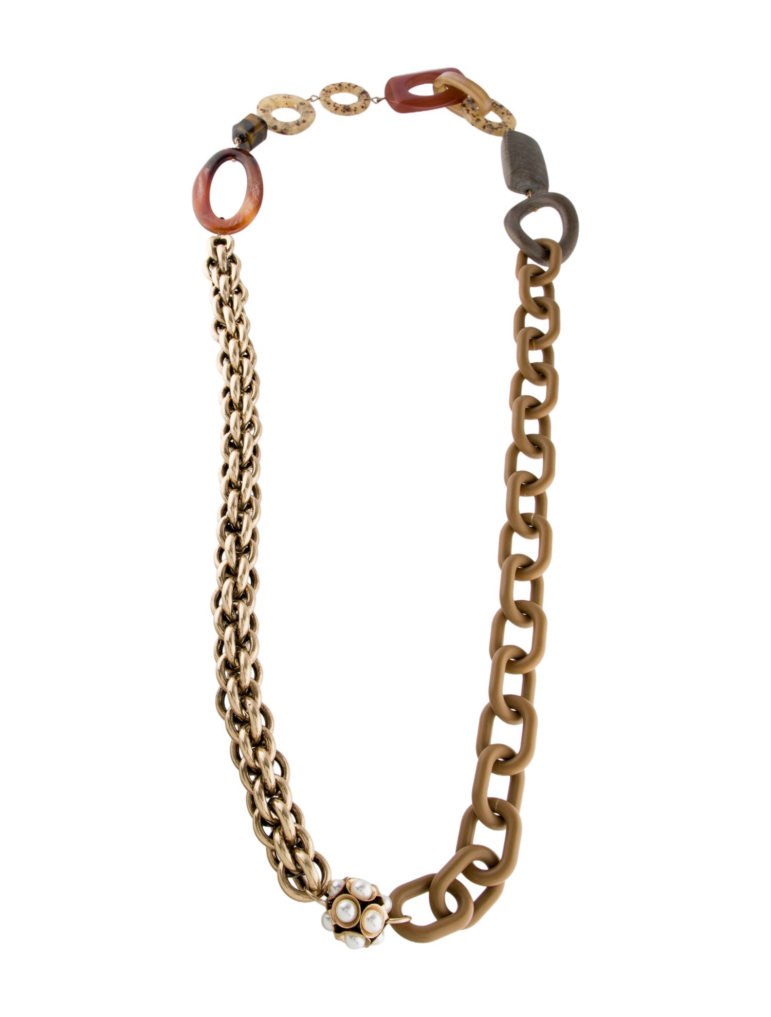 Max Mara Faux Pearl & Resin Chain Necklace