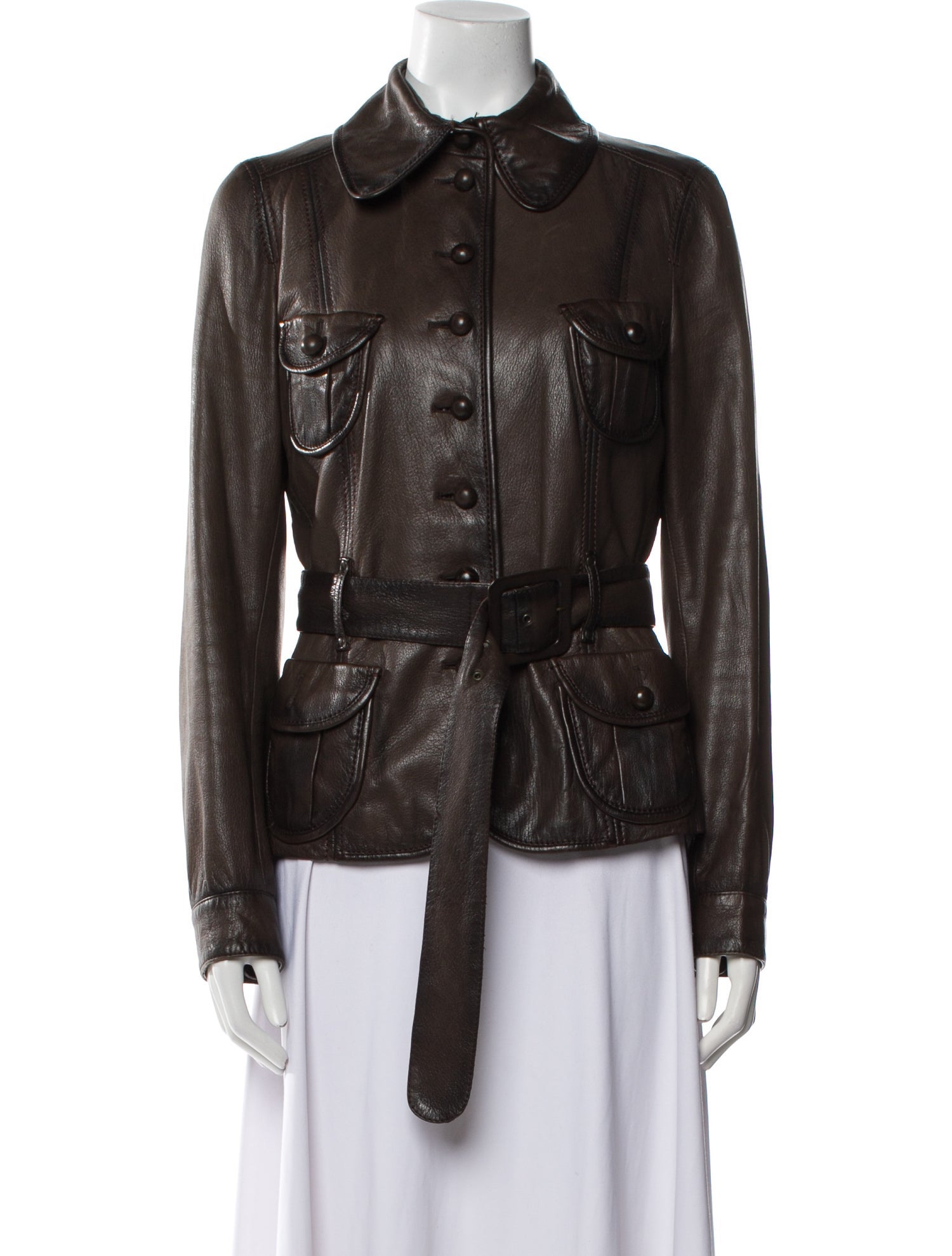 Max Mara Leather Utility Jacket