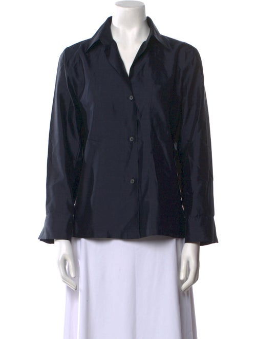 Max Mara Silk Long Sleeve Button-Up Top