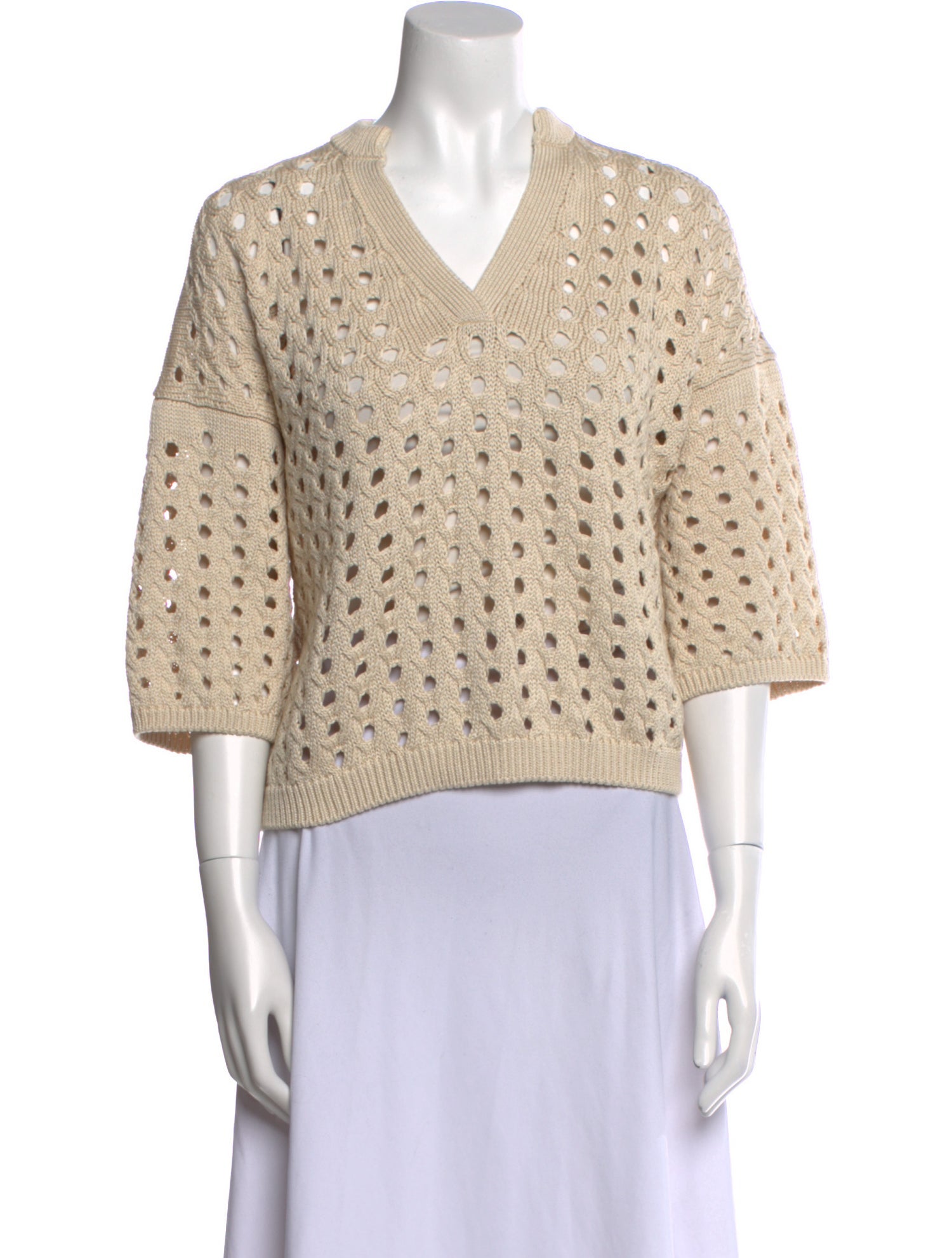 Max Mara V-Neck Three-Quarter Sleeve Crop Top