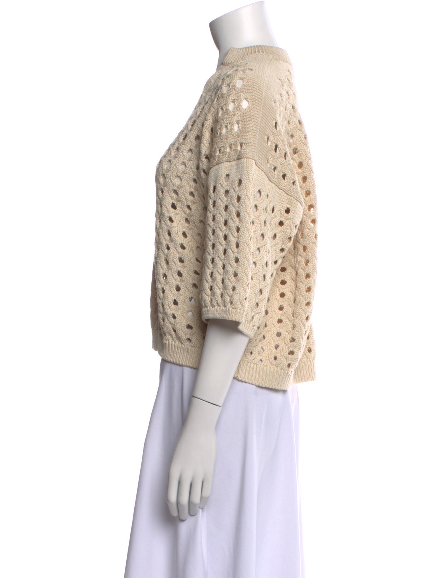 Max Mara V-Neck Three-Quarter Sleeve Crop Top