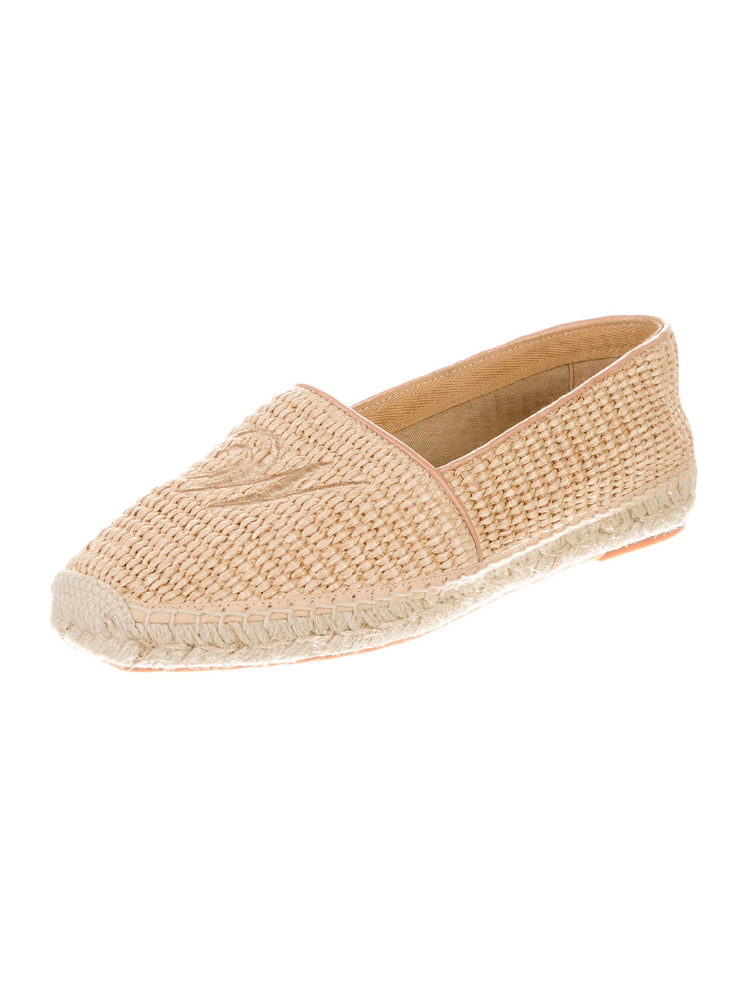 Max Mara Raffia Embroidered Accent Espadrilles