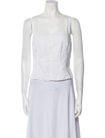 'S Max Mara Linen Square Neckline Crop Top