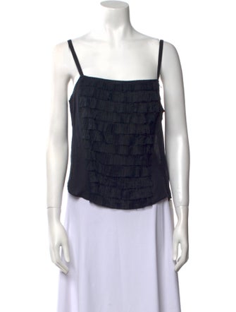 Max Mara Plaid Print Square Neckline Crop Top