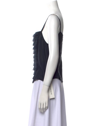 Max Mara Plaid Print Square Neckline Crop Top