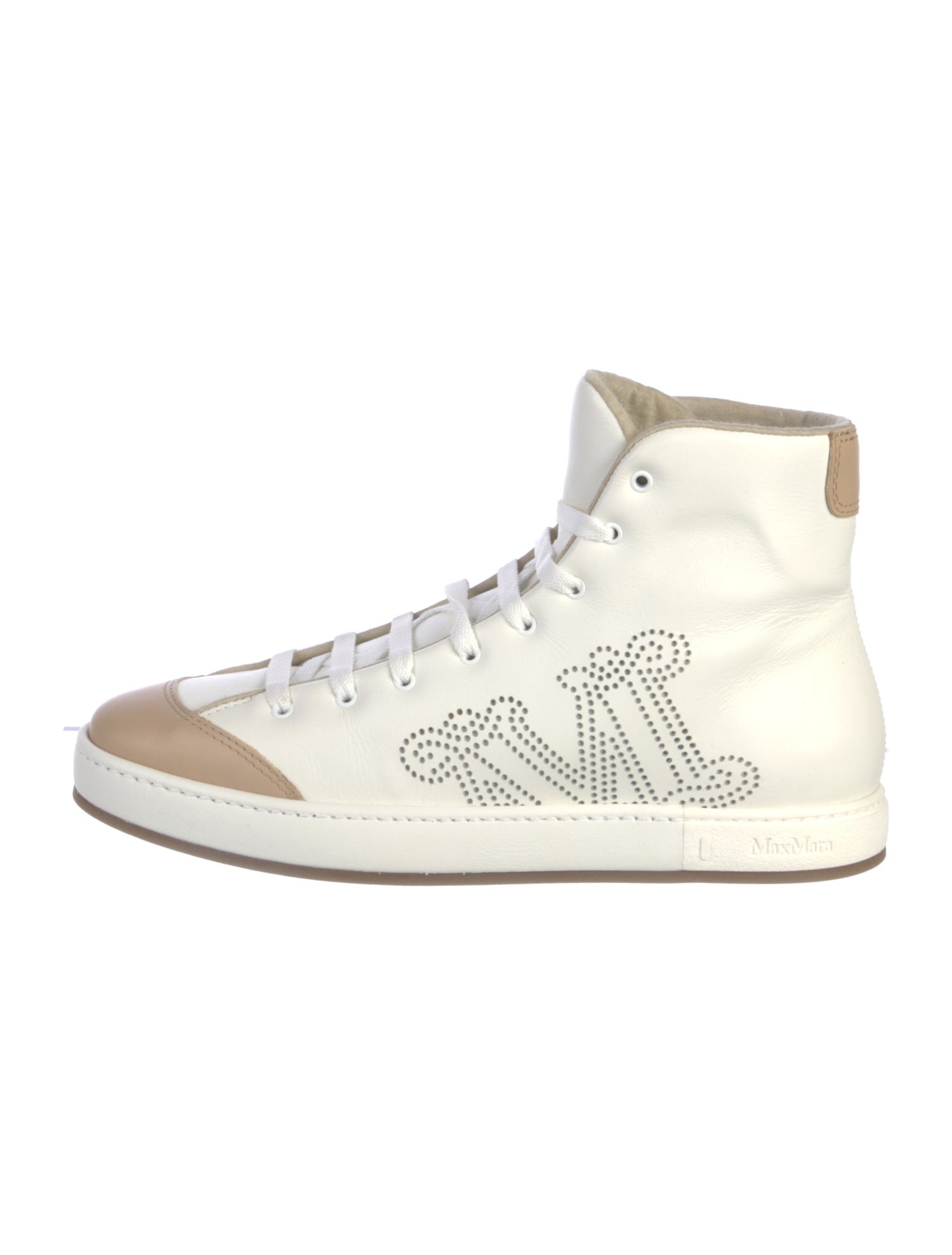 Max Mara Leather Colorblock Pattern Sneakers