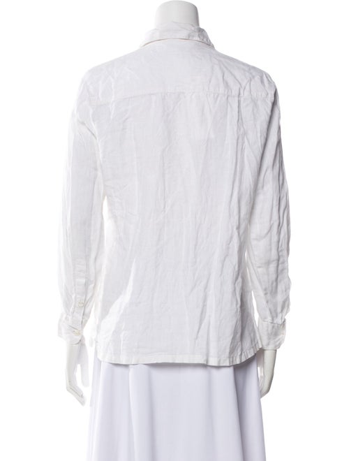 Max Mara Linen Three-Quarter Sleeve Button-Up Top