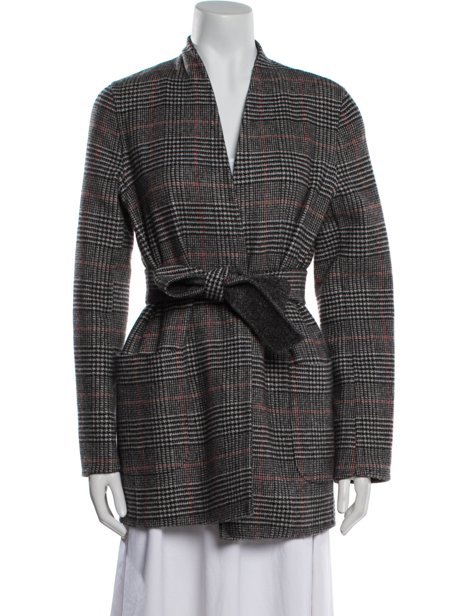 Max Mara Wool Plaid Print Coat