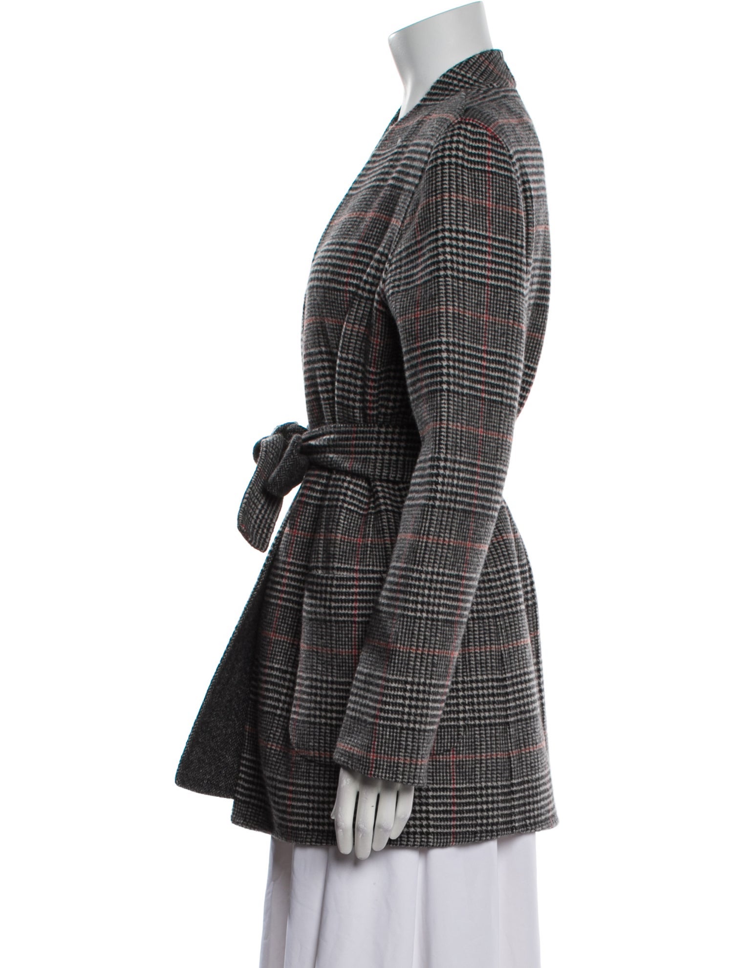 Max Mara Wool Plaid Print Coat