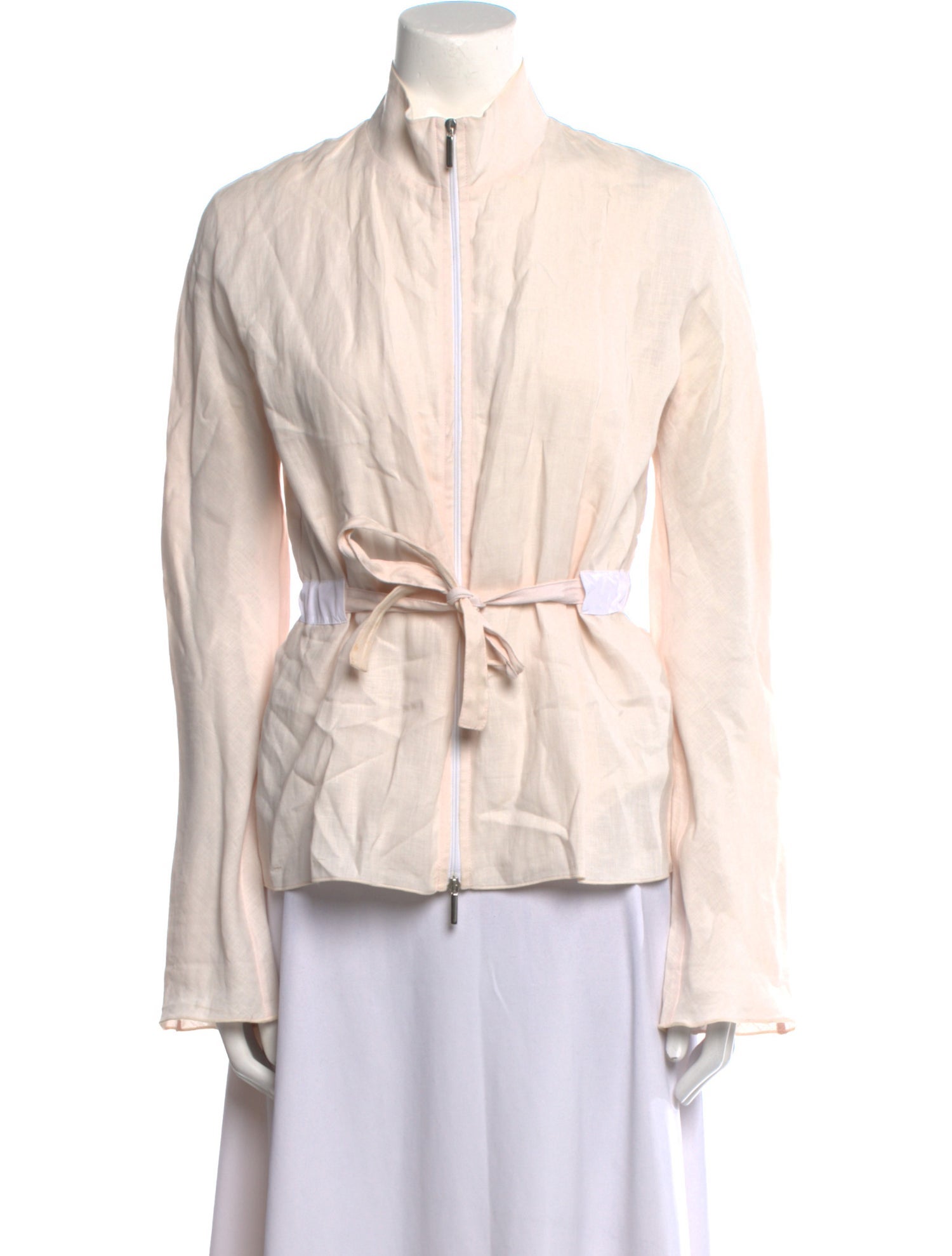 'S Max Mara Mock Neck Long Sleeve Button-Up Top