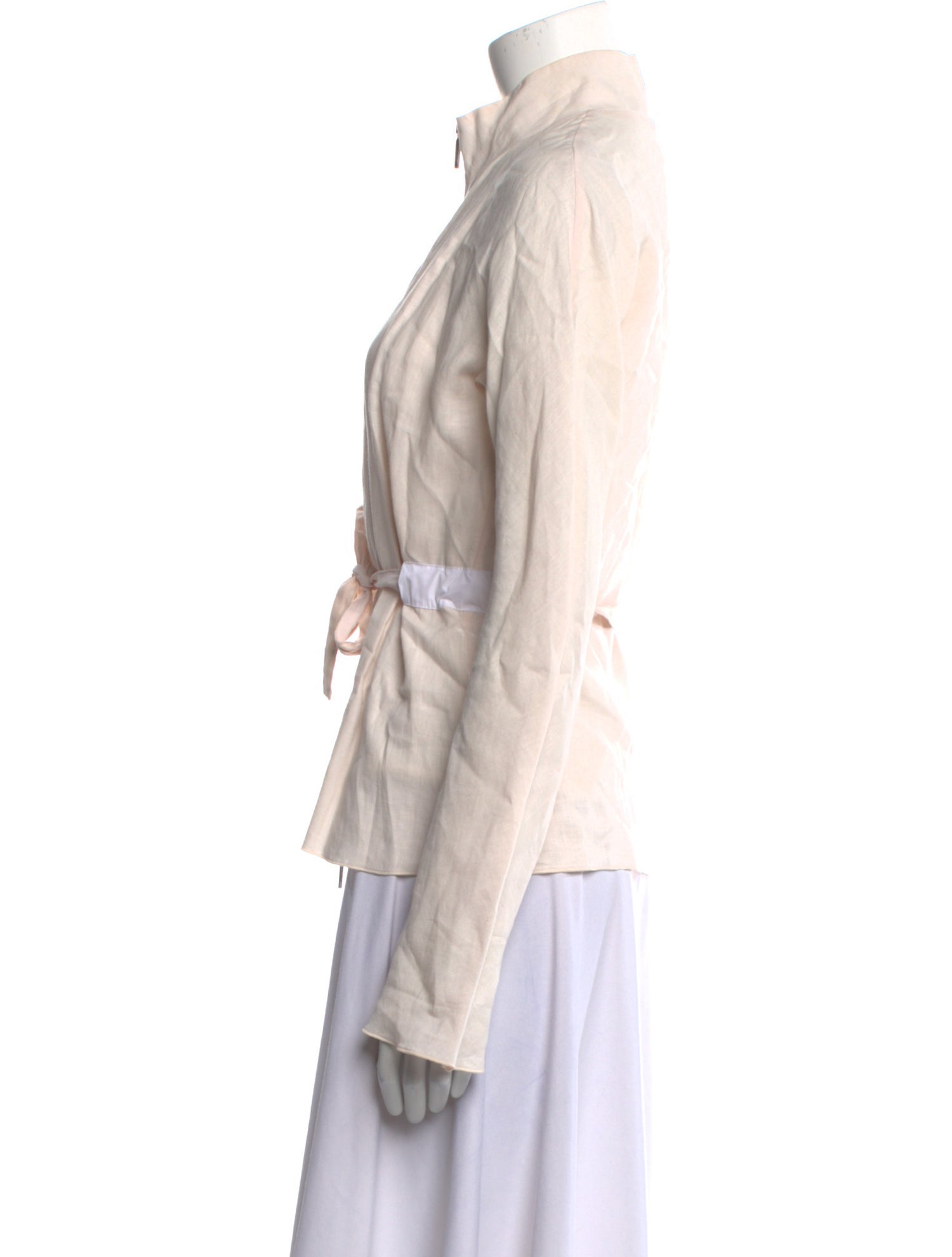 'S Max Mara Mock Neck Long Sleeve Button-Up Top