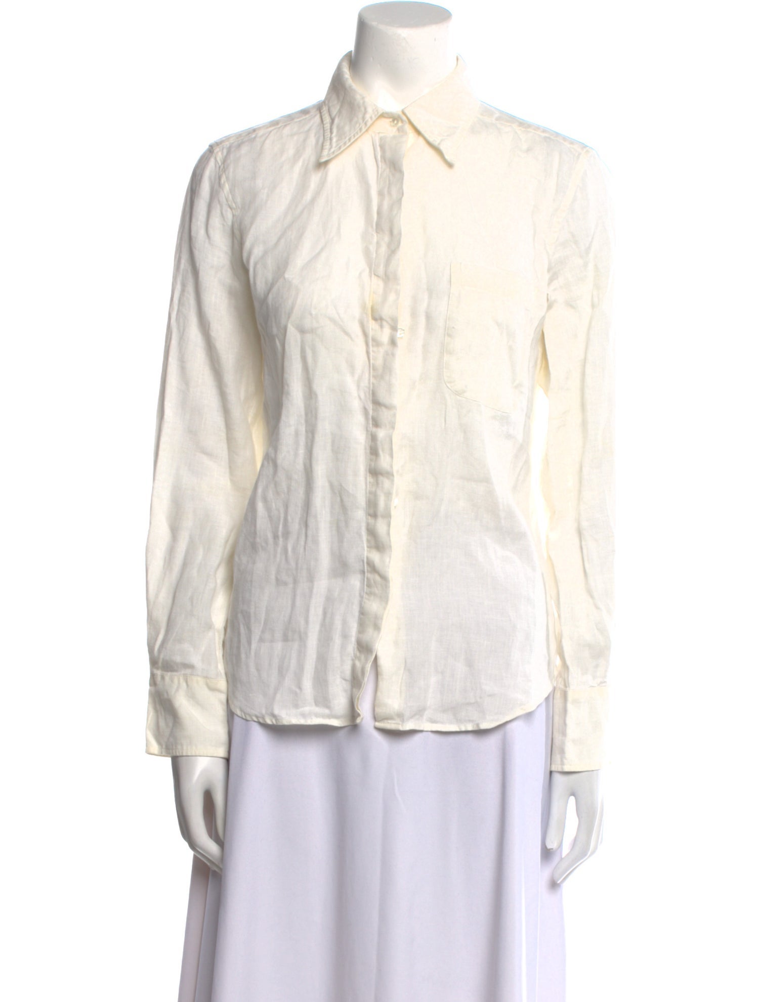 Max Mara Linen Long Sleeve Button-Up Top