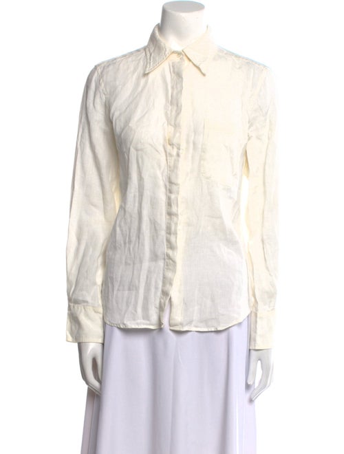 Max Mara Linen Long Sleeve Button-Up Top