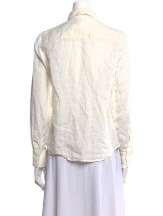 Max Mara Linen Long Sleeve Button-Up Top
