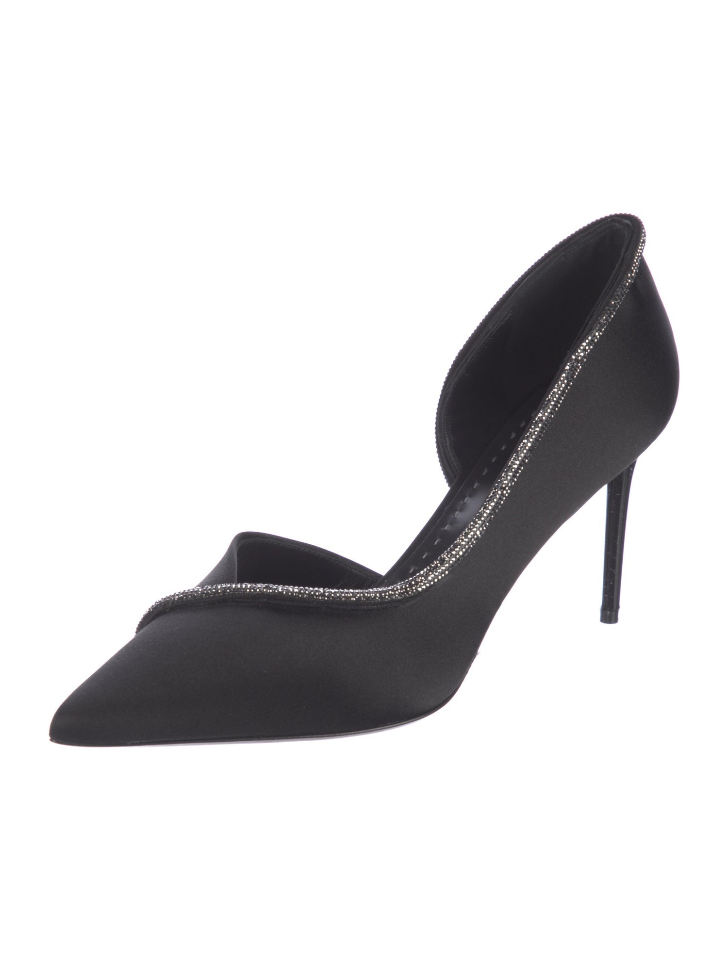 Max Mara Satin Crystal Embellishments D'Orsay Pumps w/ Tags