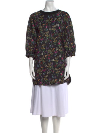 Max Mara Floral Print Bateau Neckline Tunic